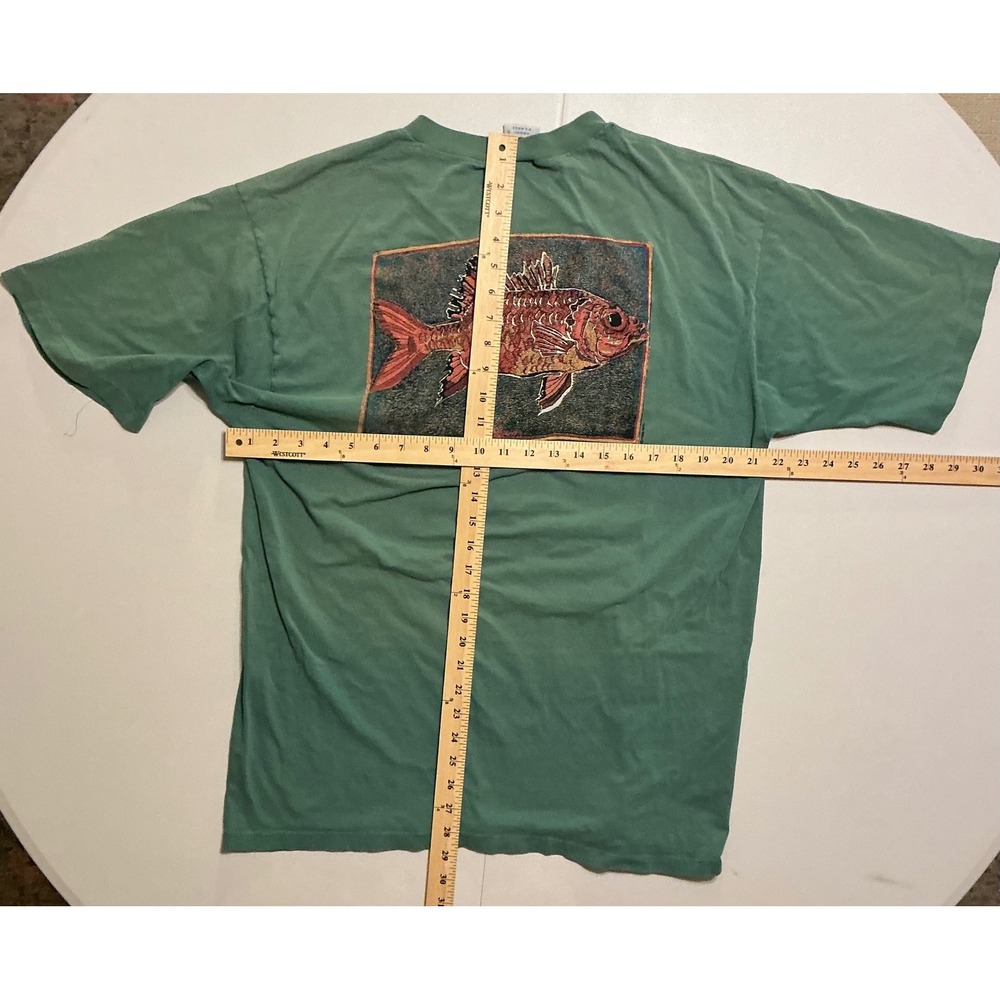 VTG USA Single Stitch Crazy Shirt Hawaii‎ Menpachi Fish T Shirt XL Green Cotton - Picture 3 of 8